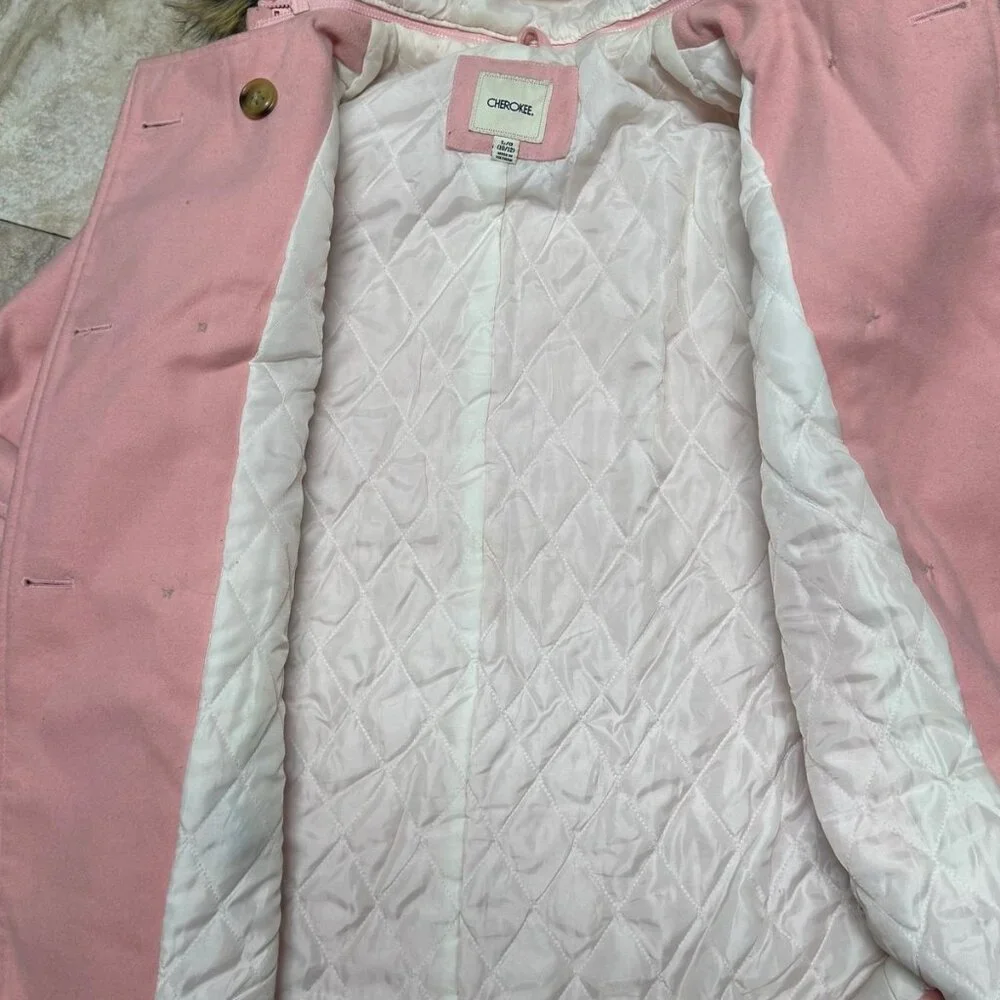 Pink Coat‎ with Faux Hooded Fur